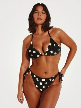 knix Black Bikini with Cream Floral Details